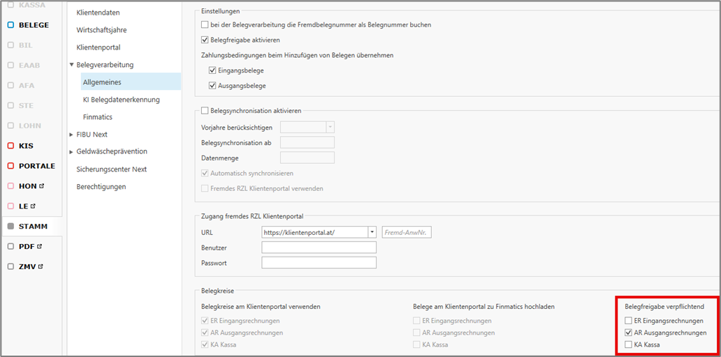 Verpflichtende Belegfreigabe