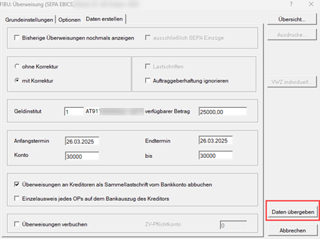 Daten übergeben