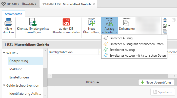 Auszug anfordern II