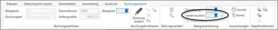 Beleg weiter buchen