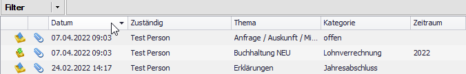 Änderung der Sortierung der Listen