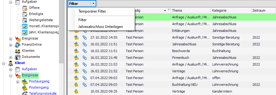 Filterfunktionen