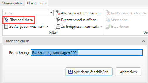 Filter speichern