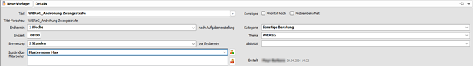 Aufgabenvorlage Zwangsstrafe