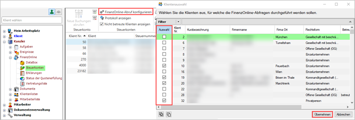 FinOn Abruf konfigurieren
