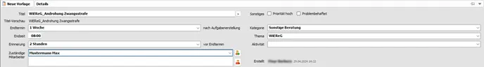 Aufgabenvorlage Zwangsstrafe