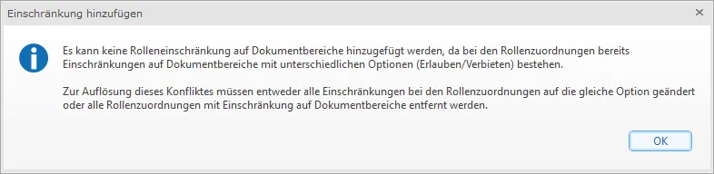 Hinweis Rolleneinschränkung bei vorhandener untersch. MA-Einschränkung