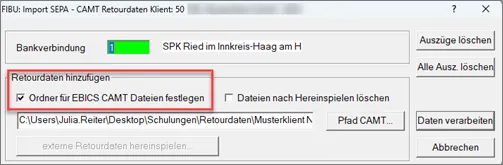 Import Ordner festlegen