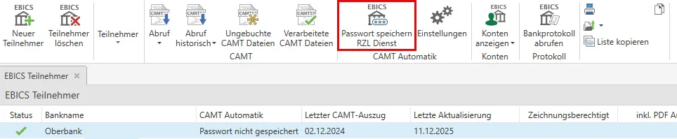 PW speichern RZL Dienst
