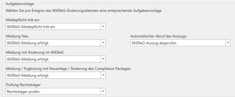 Zuweisungen Aufgabenvorlagen