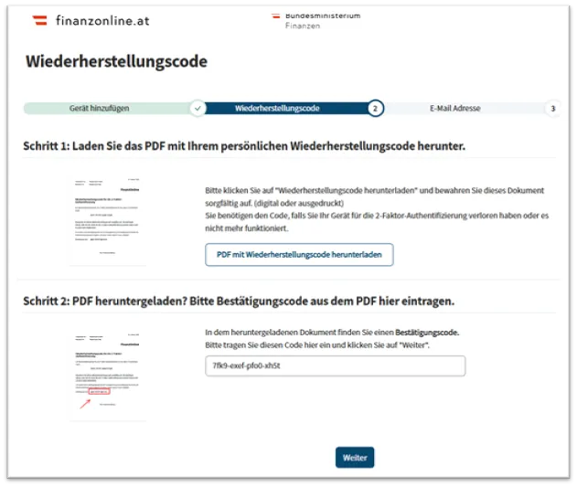 Wiederherstellungscode