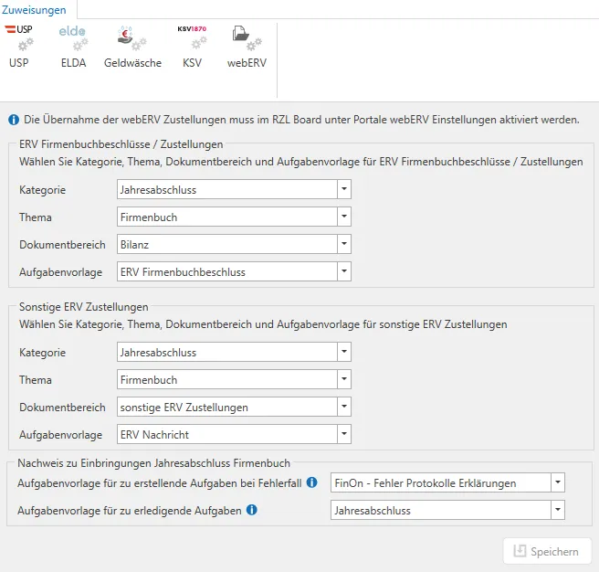 Zuweisungen webERV