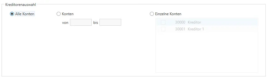 Auswahl Kreditoren