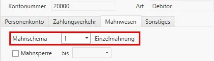Mahnschema in den Kontostammdaten