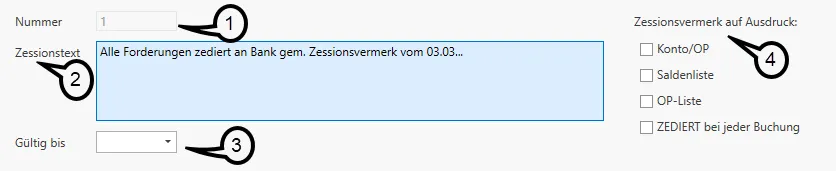 Zessionen anlegen