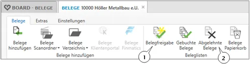 Beleg mit geöffnetem Klienten