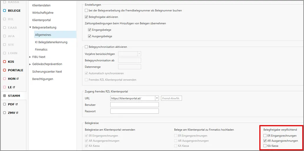 Verpflichtende Belegfreigabe
