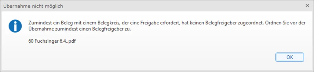 Übernahme nicht möglich