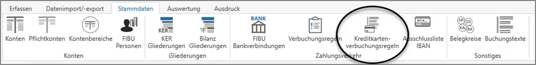 Stammdaten Kreditkartenverbuchungsregeln