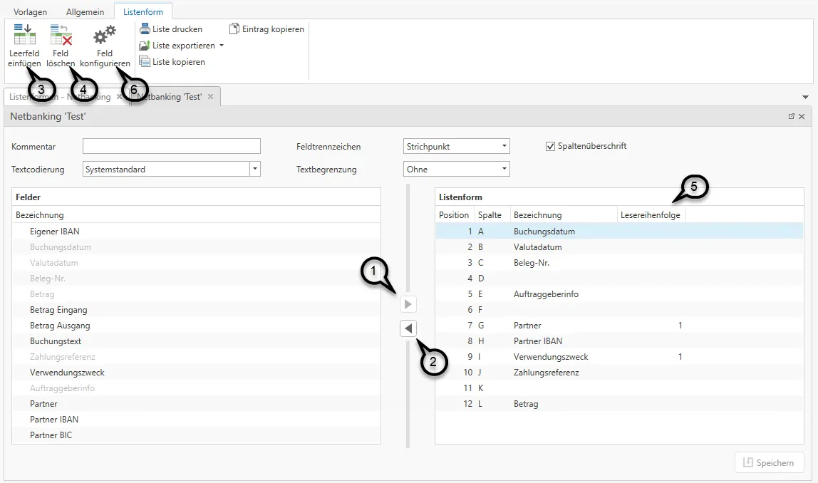 Anlage / Bearbeiten Listenform (Teil 5)