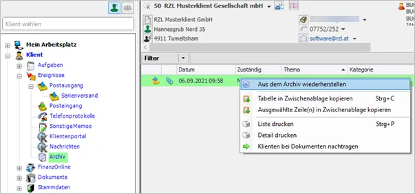 Aus dem Archiv wiederherstellen