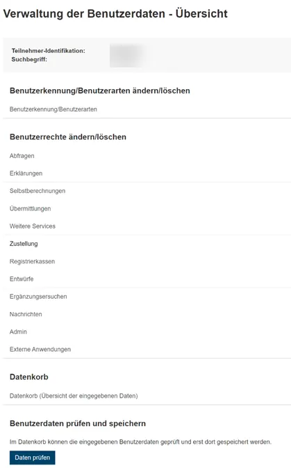 Benutzerdaten - Übersicht