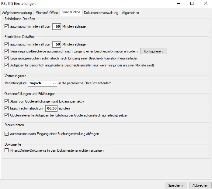 Allgemeine FinOn Einstellungen