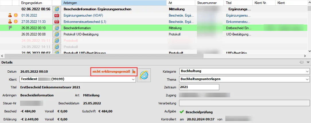Bescheidvorprüfung nicht erfolgreich