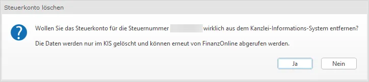 Steuerkonto löschen Kanzlei