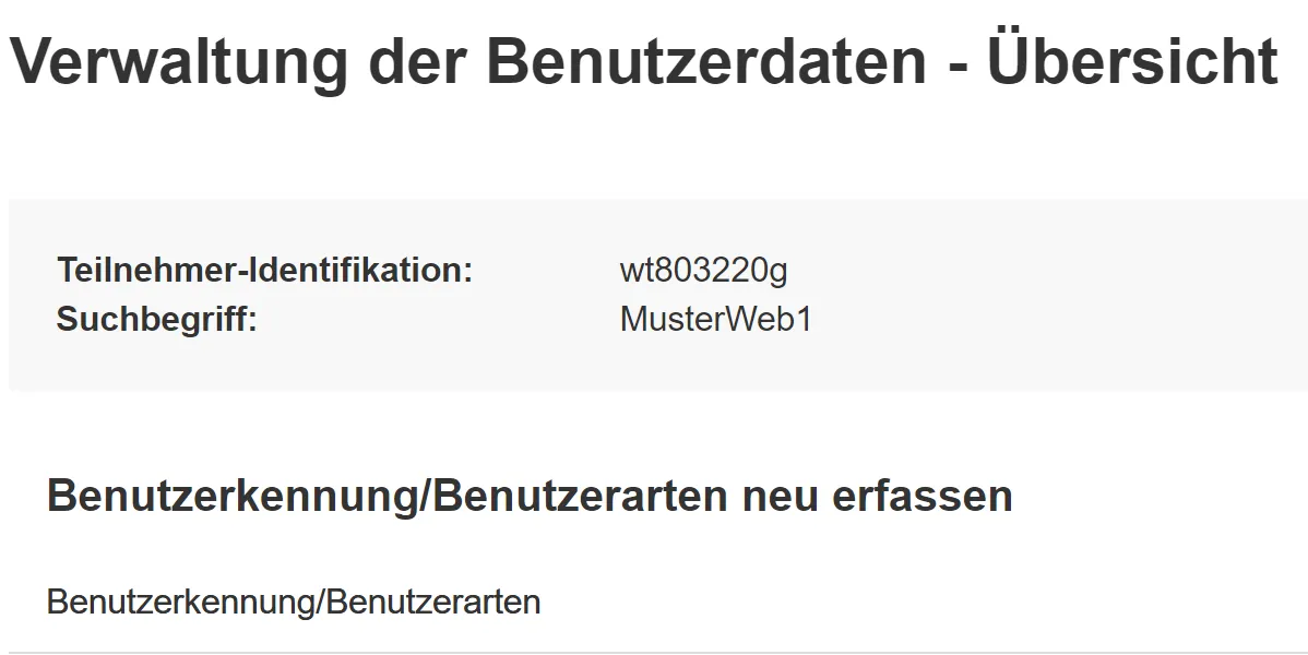 Verwaltung der Benutzerdaten I