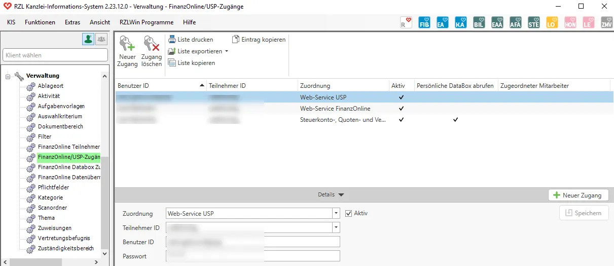 USP WebService Zugang