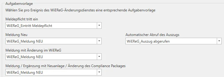 Zuweisung Aufgabenvorlage