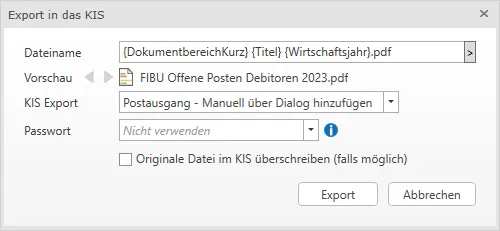 Exportdialog