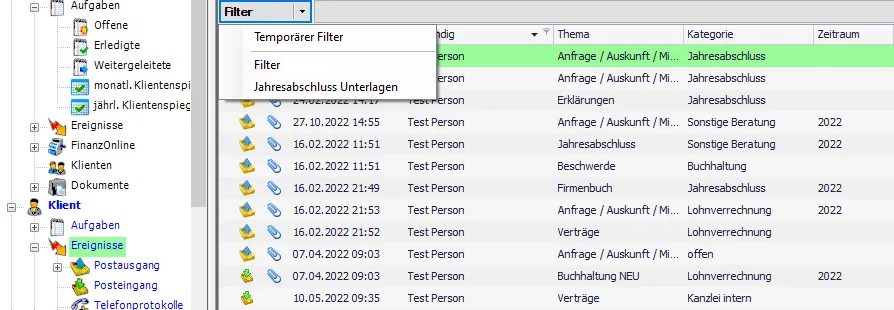 Filterfunktionen
