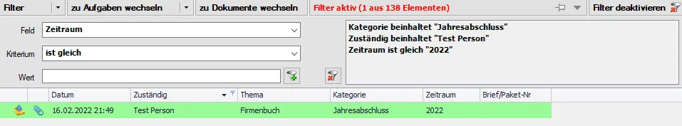 Setzen mehrerer Filter