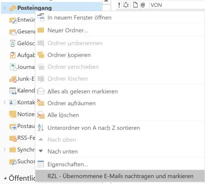 übernommene EMails markieren I
