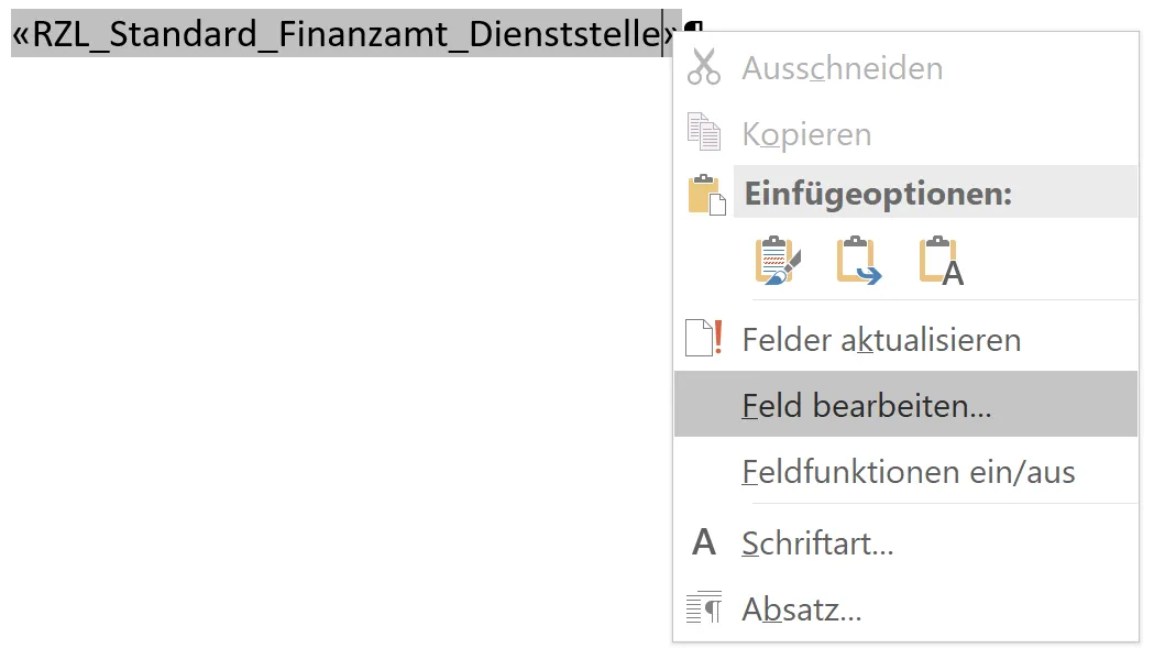 Text vor Platzhalter I