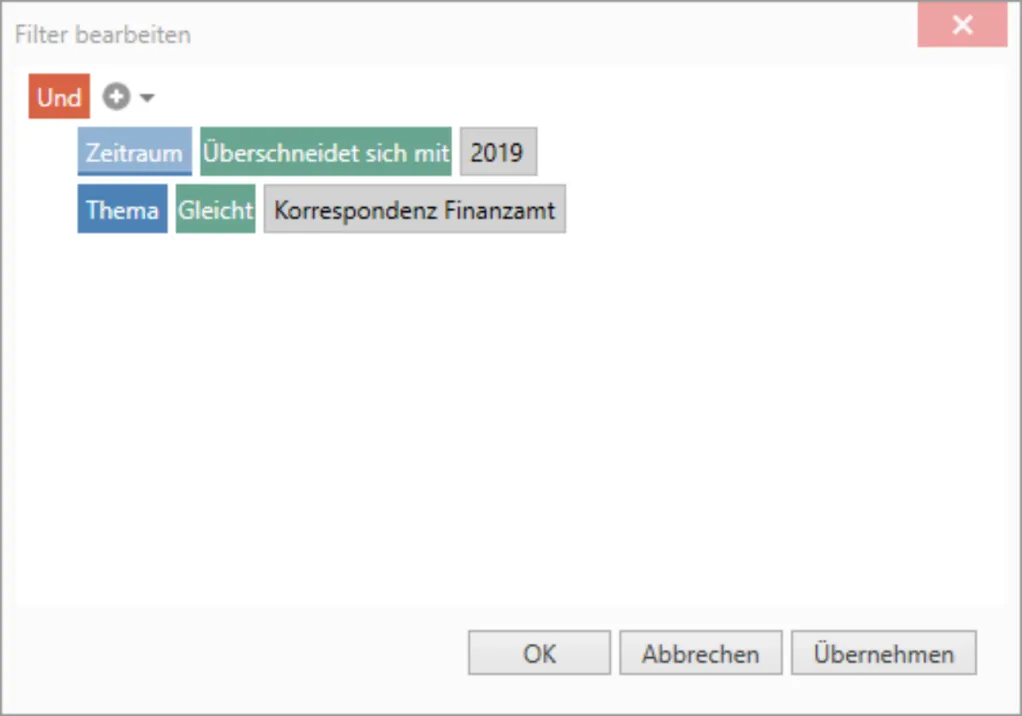 Filter bearbeiten II