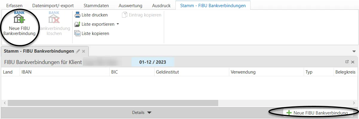FIBU Bankverbindungen