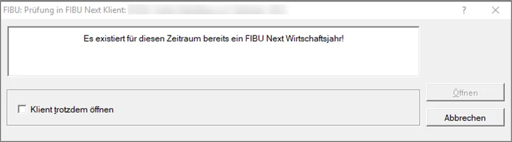 Fehlermeldung FIBU Klassik