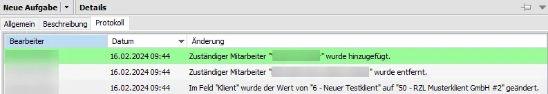 Protokollierung Aufgabe