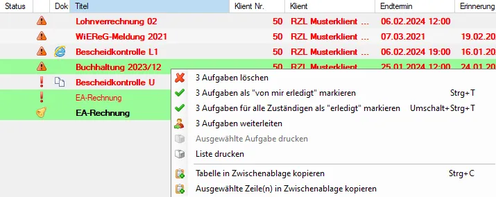 mehrere Aufgaben gleichzeitig bearbeiten