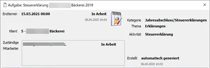 Klientenspiegel - Aufgabe im Detail