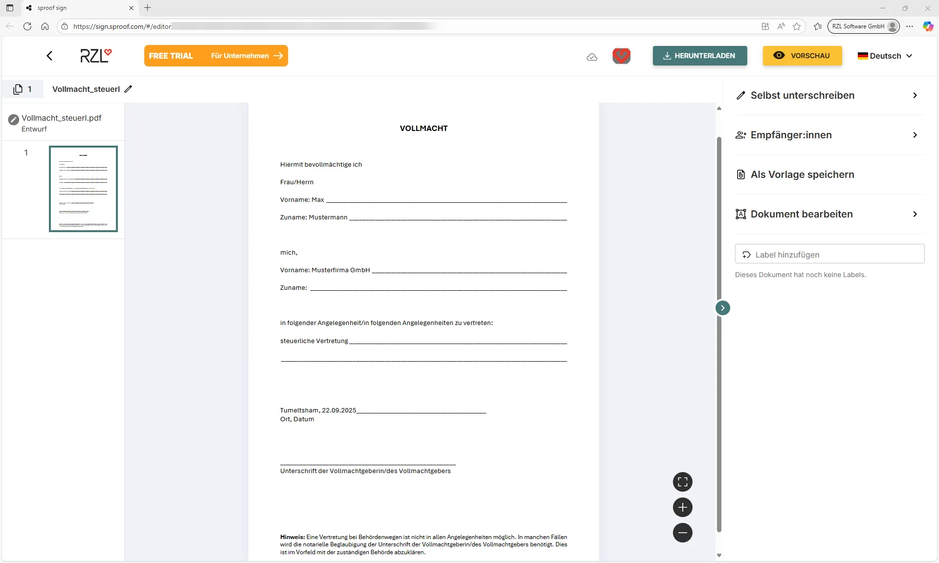 sproof Website