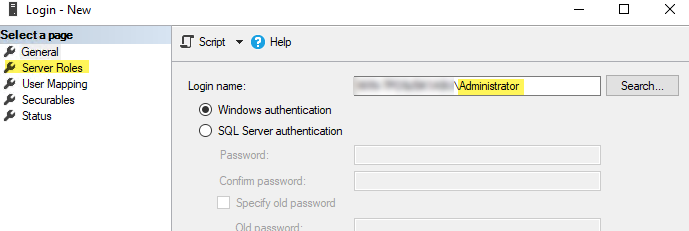 SSMS - Server Roles